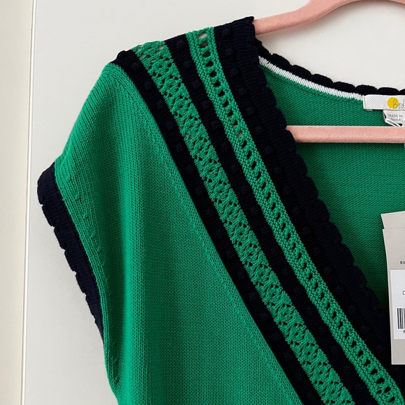 Boden $180 Green Navy V Neck Knitted Cotton Jumper Midi Dress UK6 US2 - Picture 4 of 4